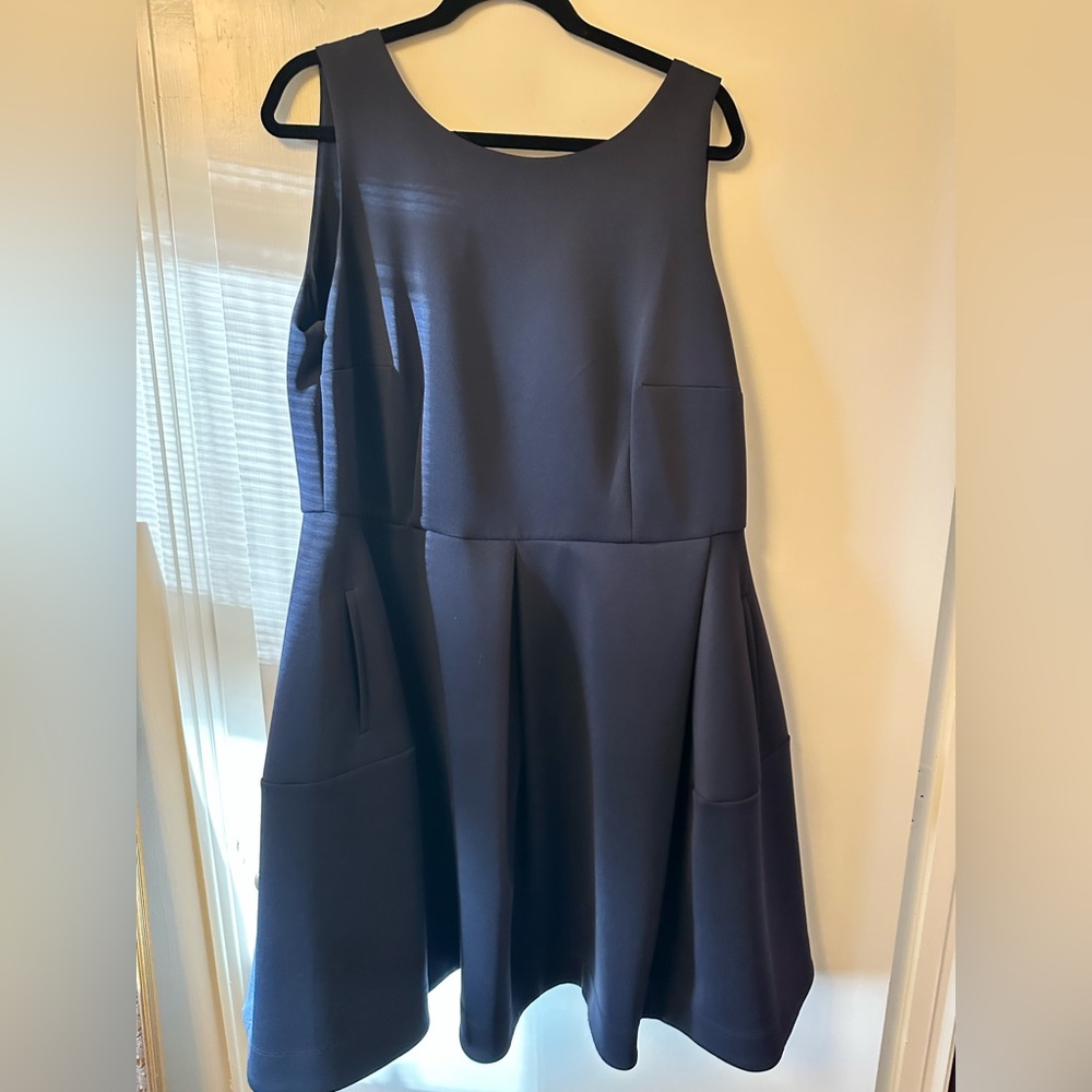 Taylor Woman Fit & Flare Scuba Navy Dress 18W